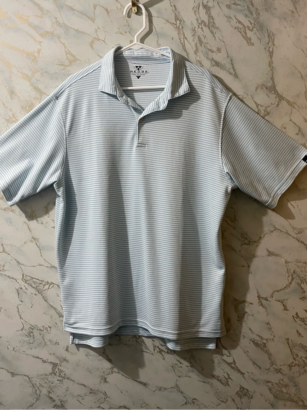 Wedge Men’s XXL Light Blue & White Performance Polo 0056